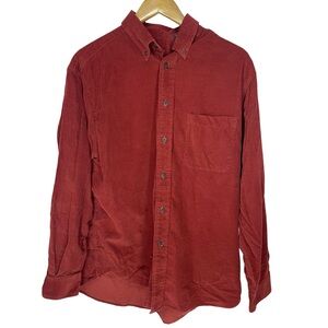 LARGE BURNT ORANGE CORDUROY LONG SLEEVE BUTTON UP SHIRT